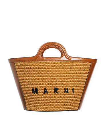 LEATHER AND RAFFIA TROPICALIA MICRO BAG