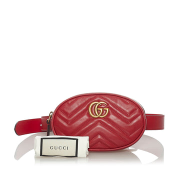 Gucci GG Marmont Belt Bag Red Matelassé