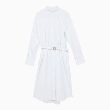 FENDI Cotton Shirtdress with Leather Belt and Pockets