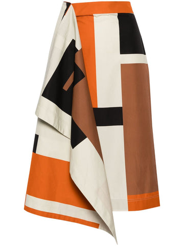 FENDI High-Waisted Maxi Puzzle Print Skirt