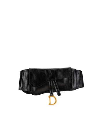 Crinkled Lambskin Saddle Belt Bag with Adjustable Waist Strap