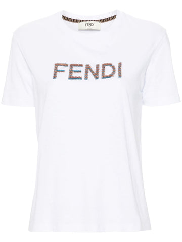 FENDI Embroidered Logo Cotton T-Shirt (SS24)
