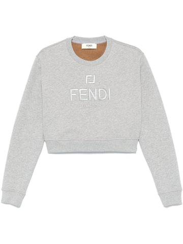 FENDI Cropped Logo Cotton Sweatshirt - Mini Fit