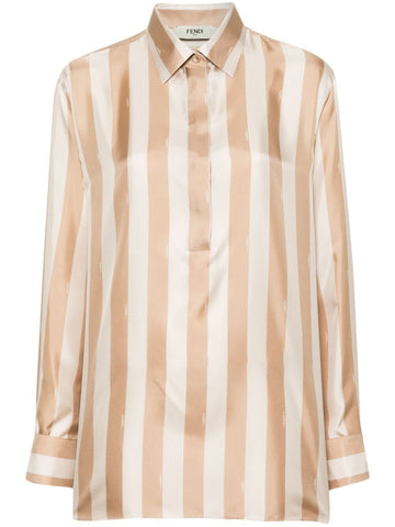 FENDI Elegant Striped Silk Blouse