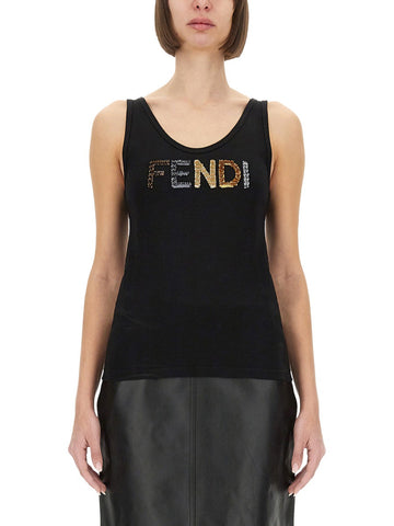 FENDI Logo Cotton Top for Women - XS Size