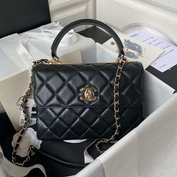 Makersluxe - Flap Bag With Top Handle Black Gold