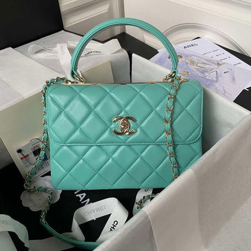 Makersluxe - Flap Bag With Top Handle Blue Gold