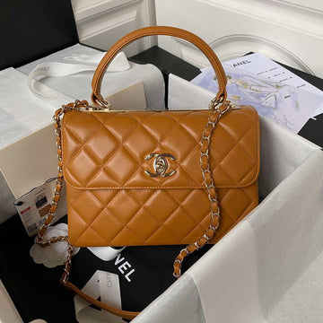 Makersluxe - Flap Bag With Top Handle Orange Gold
