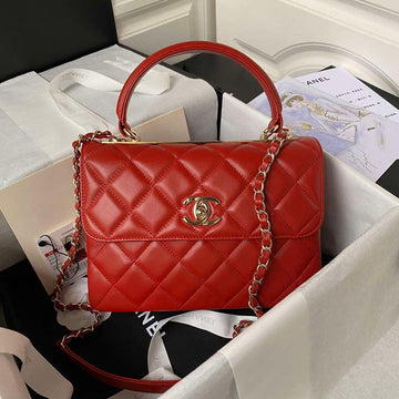 Makersluxe - Flap Bag With Top Handle Red Gold