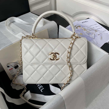 Makersluxe - Flap Bag With Top Handle White Gold