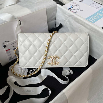 Makersluxe - Flap Baguette Bag Lambskin White