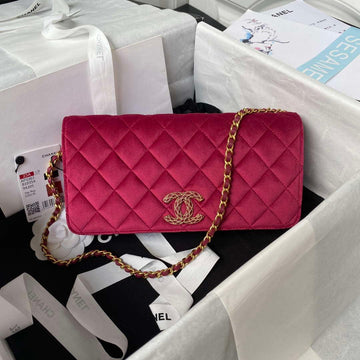 Makersluxe - Flap Baguette Bag Velvet Wine Red