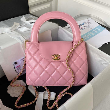 Makersluxe - Flap Bag with top handle Lambskin Pink