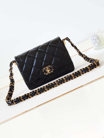 Makersluxe - Flap Lambskin Bag Black