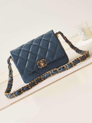 Makersluxe - Flap Lambskin Bag Blue
