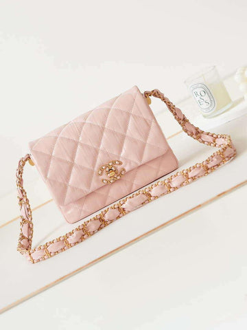 Makersluxe - Flap Lambskin Bag Pink