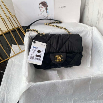 Makersluxe - Flap bag Satin Fabric Black
