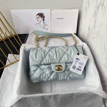 Makersluxe - Flap bag Satin Fabric Light Blue