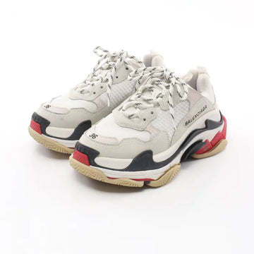BALENCIAGA Triple S Lace Up Sneakers, Off White Light Gray, Size 36
