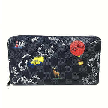 LOUIS VUITTON Long Wallet Purse N40204 Damier Grafitto Canvas black Damier Grafitte Zippy Organizer NM mens Used