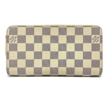 LOUIS VUITTON Long Wallet Purse N60019 Damier Azur Canvas white Damier Azur Zippy wallet Women Used
