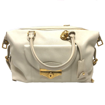 LOUIS VUITTON Boston Duffel bag leather white Sac Louis Women Used