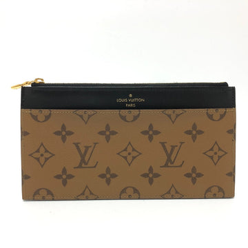 LOUIS VUITTON Pouch M80390 Monogram reverse canvas Brown Card Wallet Monogram reverse Slim perspective Women Used