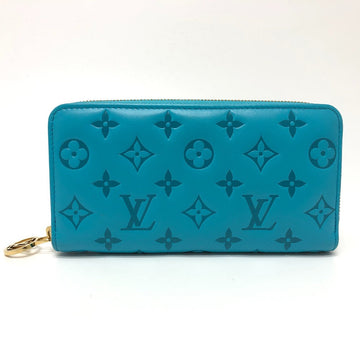 LOUIS VUITTON Long Wallet Purse M81512 leather turquoise blue Monogram emboss Zippy wallet Women(Unisex) Used