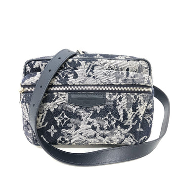 LOUIS VUITTON Sling bag M57281 canvas Navy Monogram tapestry Bum back mens Used