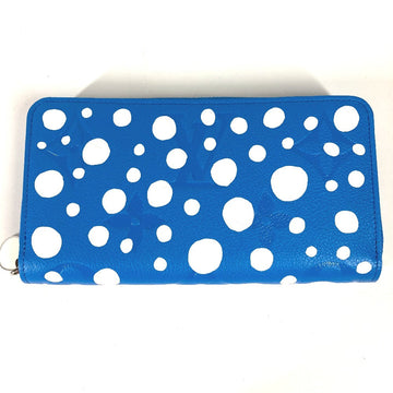 LOUIS VUITTON Long Wallet Purse M81954 Monogram Ann Platt Leather blue LVxYK Yayoi Kusama collaboration zippy wallet infinity dot mens Used