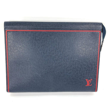 LOUIS VUITTON business bag M63394 Taiga Leather Navy Taiga Pochette Voyage mens Used