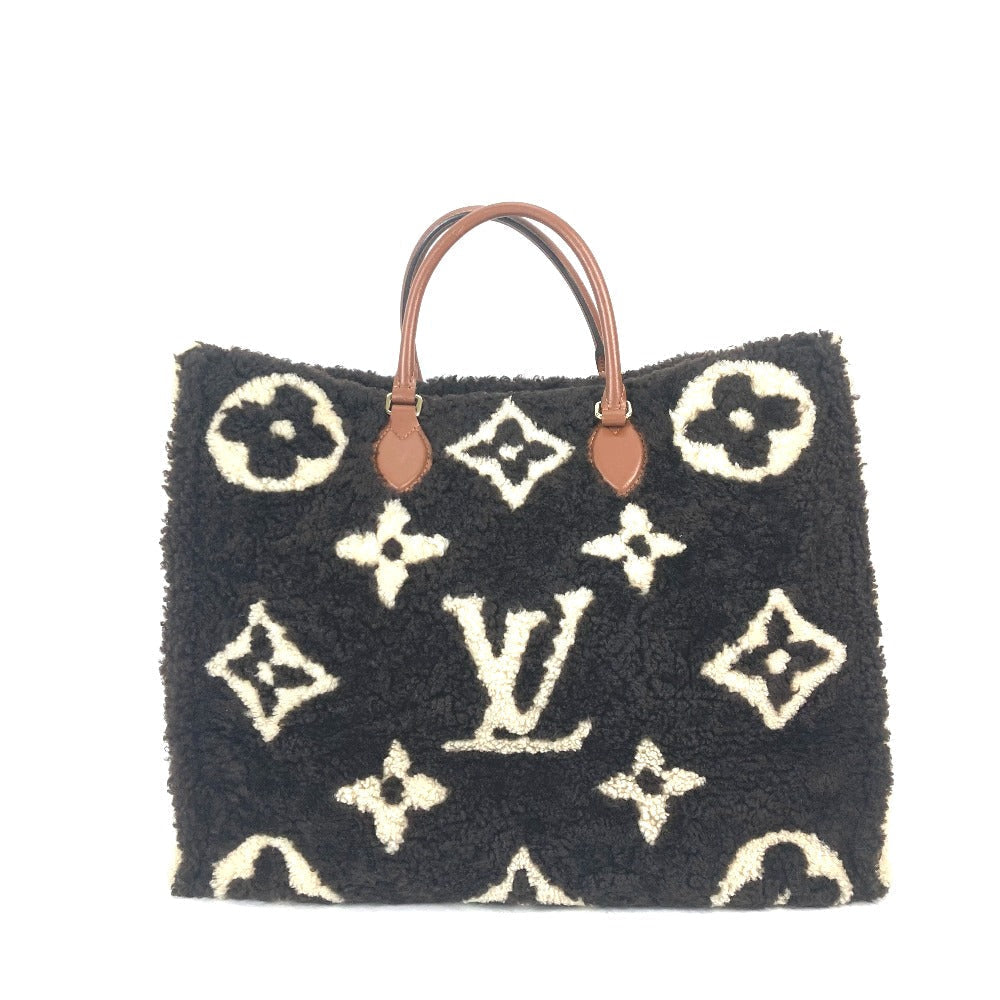 LOUIS VUITTON Shoulder Bag M55420 Leather, Shearling Brown Monogram teddy On the go GM
