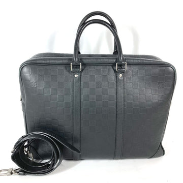 LOUIS VUITTON Handbag N41146  Damier Anfini Leather black Damier Anfini Porto Document Voyage mens Used