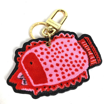 LOUIS VUITTON key ring M01133 leather pink LVxYK Yayoi Kusama collaboration dot polka dot Porto Cle Face Fish Women Used