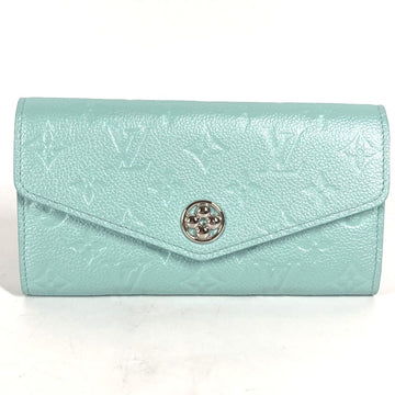 LOUIS VUITTON Long Wallet Purse M82174 Monogram Ann Platt Leather Light blue Monogram Unplant Portefeuille Sarah Women Used