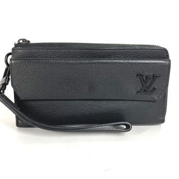 LOUIS VUITTON Long Wallet Purse M69831 Grain leather black Aerogram Zippy wallet mens Used