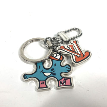 LOUIS VUITTON key ring MP3453 metal Silver Portocle LV Puzzle mens Used