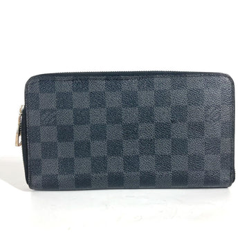 LOUIS VUITTON Long Wallet Purse N63077 Damier Grafitto Canvas black Damier Grafitte Zippy Organizer Women Used