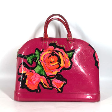 LOUIS VUITTON Handbag M93686 Patent leather pink Vernis Rose Stephen Spruce Alma MM Women Used