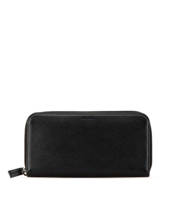 Saffiano Leather Zip Around Wallet with Interior Pockets