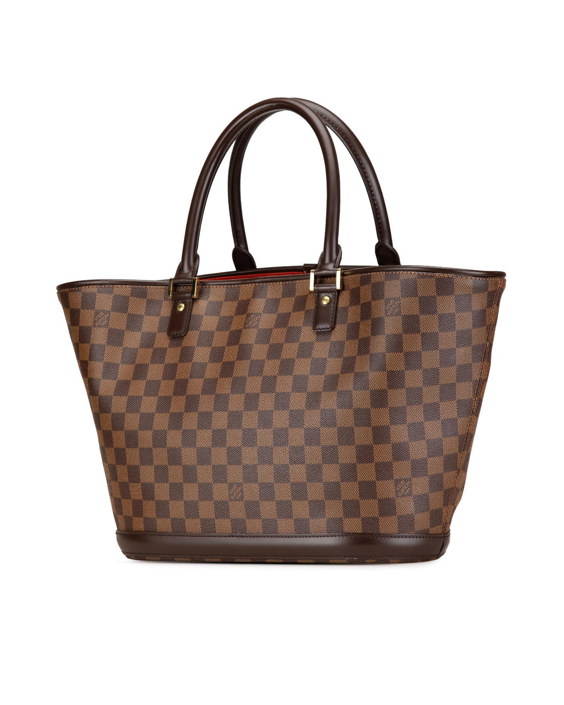 Damier Canvas Tote with Leather Handles and Front Flap Pockets