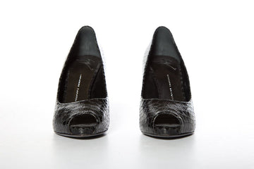 Giuseppe Zanotti Black Snake Embossed Leather Pumps SZ 37.5 Sale