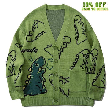 Jacquard Cardigan Sweater Full Dinosaur