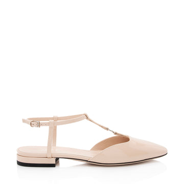 Gucci Patent Leather Double G T-Strap Flats - Size 5.5 / 35.5 (SHF-z7lifq)