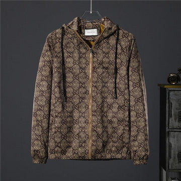 GG GG Monogram Windbreaker Brown