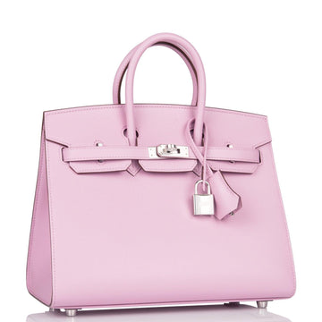 Birkin Sellier 25 Mauve Sylvestre Epsom Palladium Hardware