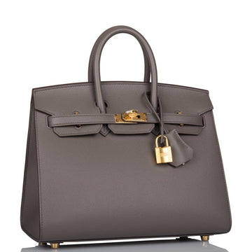 Birkin Sellier 25 Etain Epsom Gold Hardware