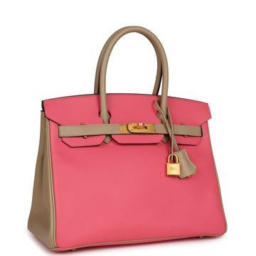 Hermes Special Order (HSS) Birkin 30 Rose Azalee and Trench Epsom Brushed Gold Hardware