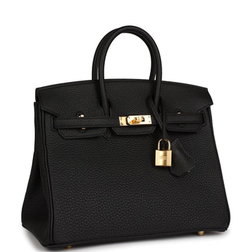 HRMS Birkin 25 Black Togo Gold Hardware