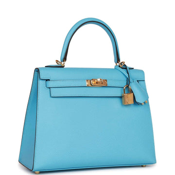 Kelly Sellier 25 Celeste Epsom Gold Hardware